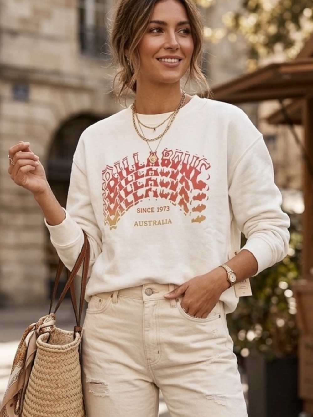 billabong graphic logo crewneck